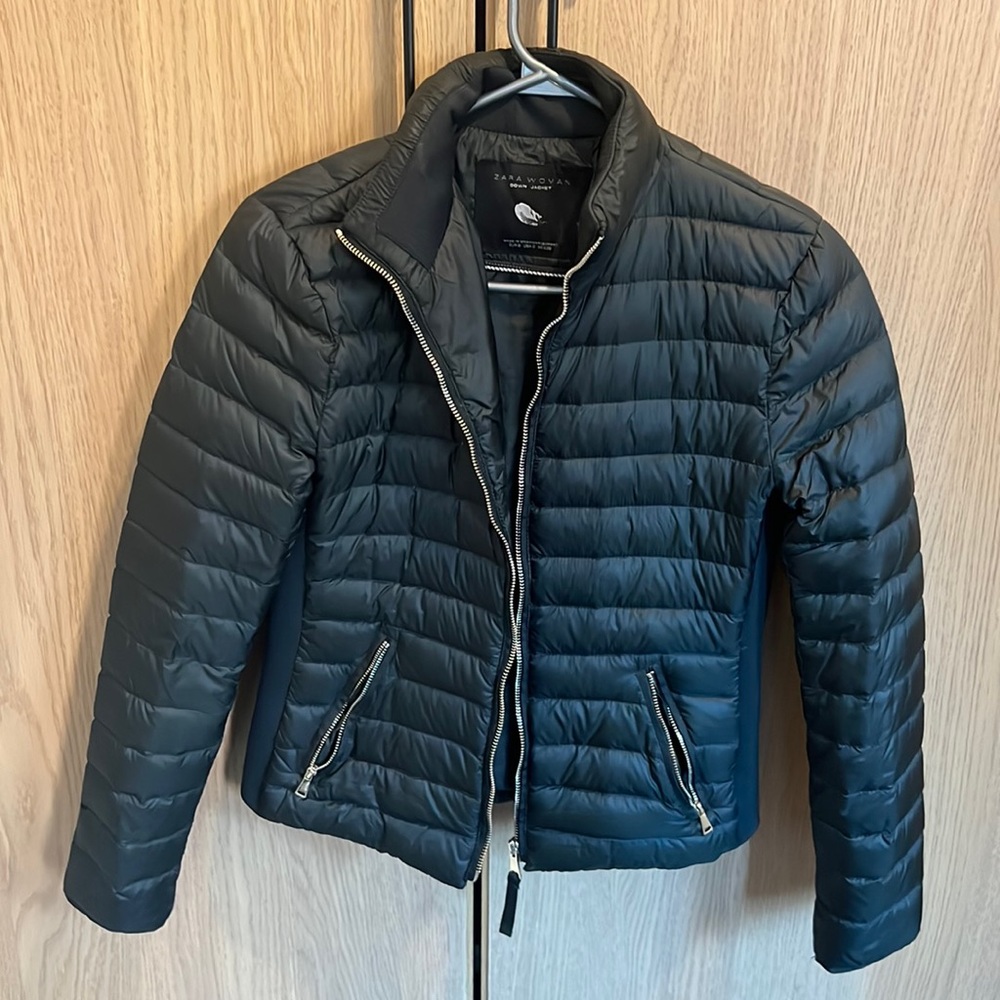NWOT Zara down puffer jacket green - S